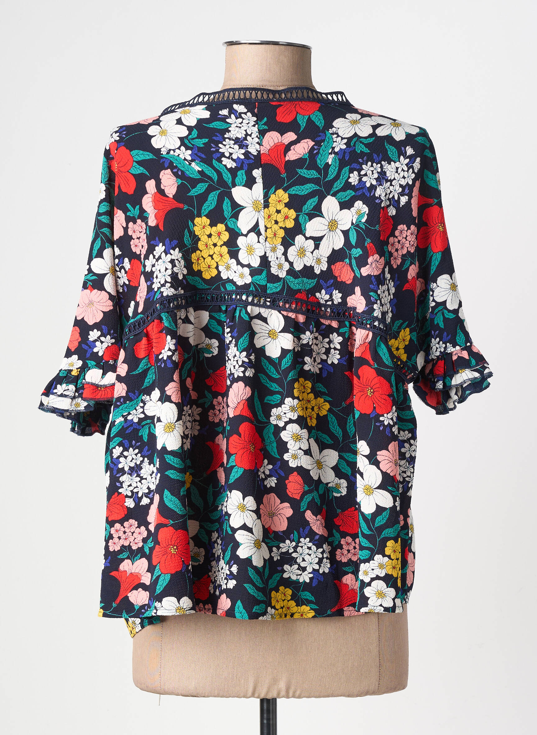 Blouse imprimé fleurs manches courtes bleu MOLLY BRACKEN femme