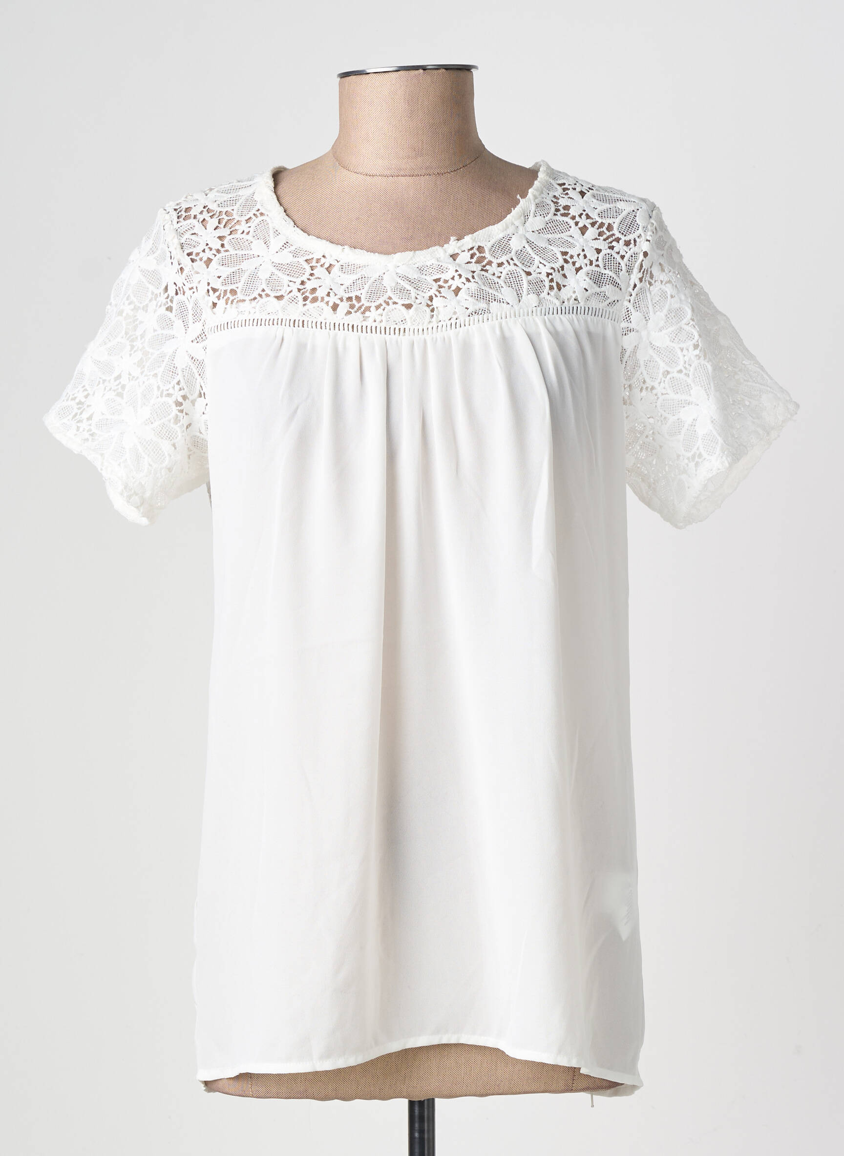 Blouse col rond manches courtes blanc MOLLY BRACKEN femme