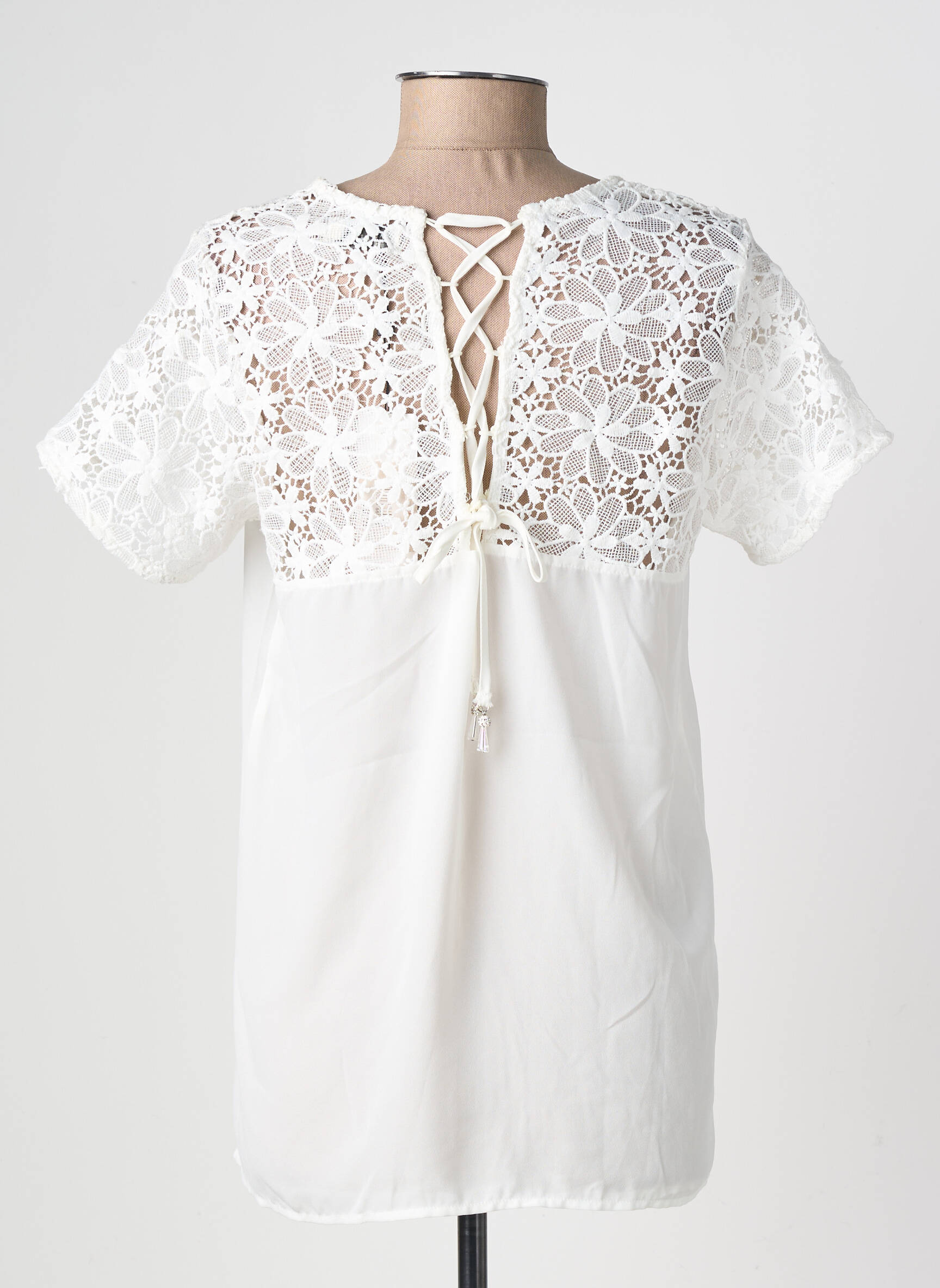 Blouse col rond manches courtes blanc MOLLY BRACKEN femme