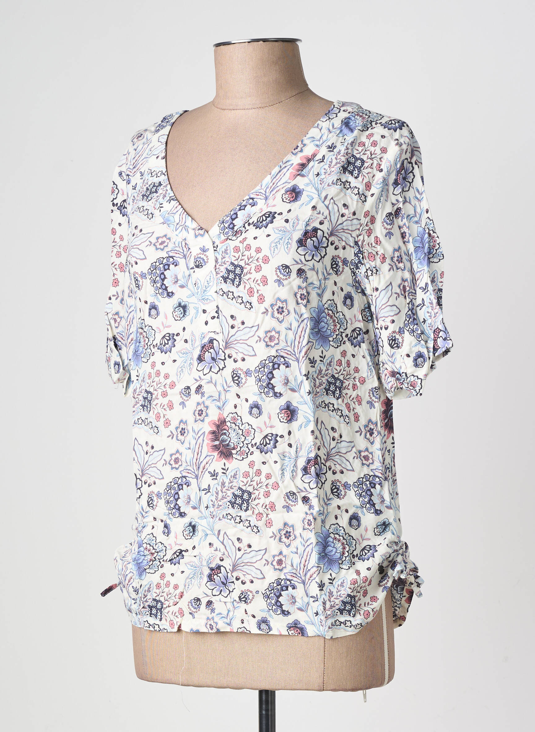 Blouse tissage popeline manches courtes blanc ESPRIT DE LA MER femme