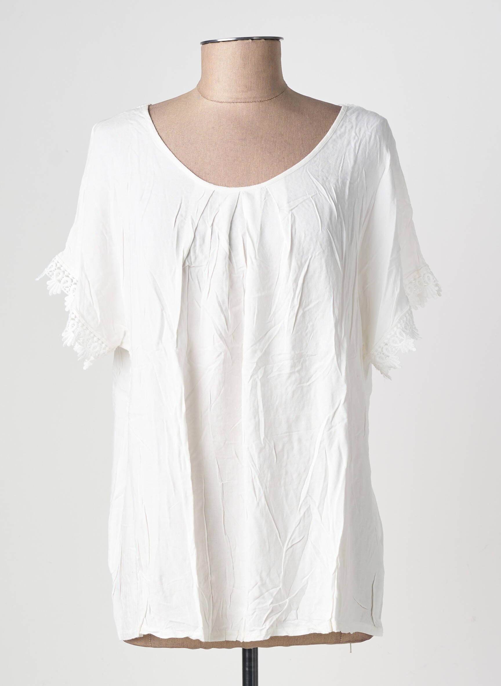 Blouse tissage popeline manches courtes blanc MOLLY BRACKEN femme