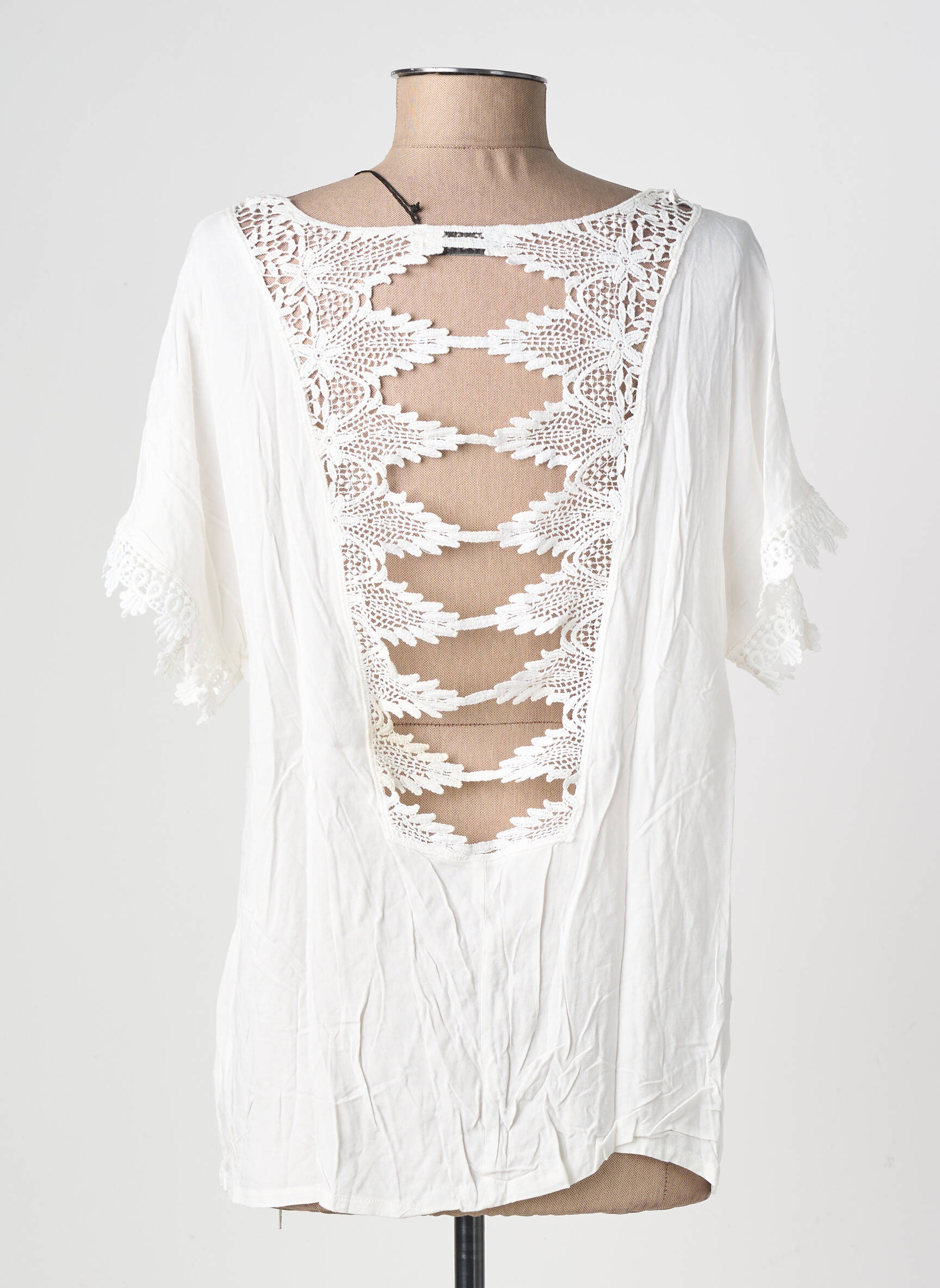 Blouse tissage popeline manches courtes blanc MOLLY BRACKEN femme