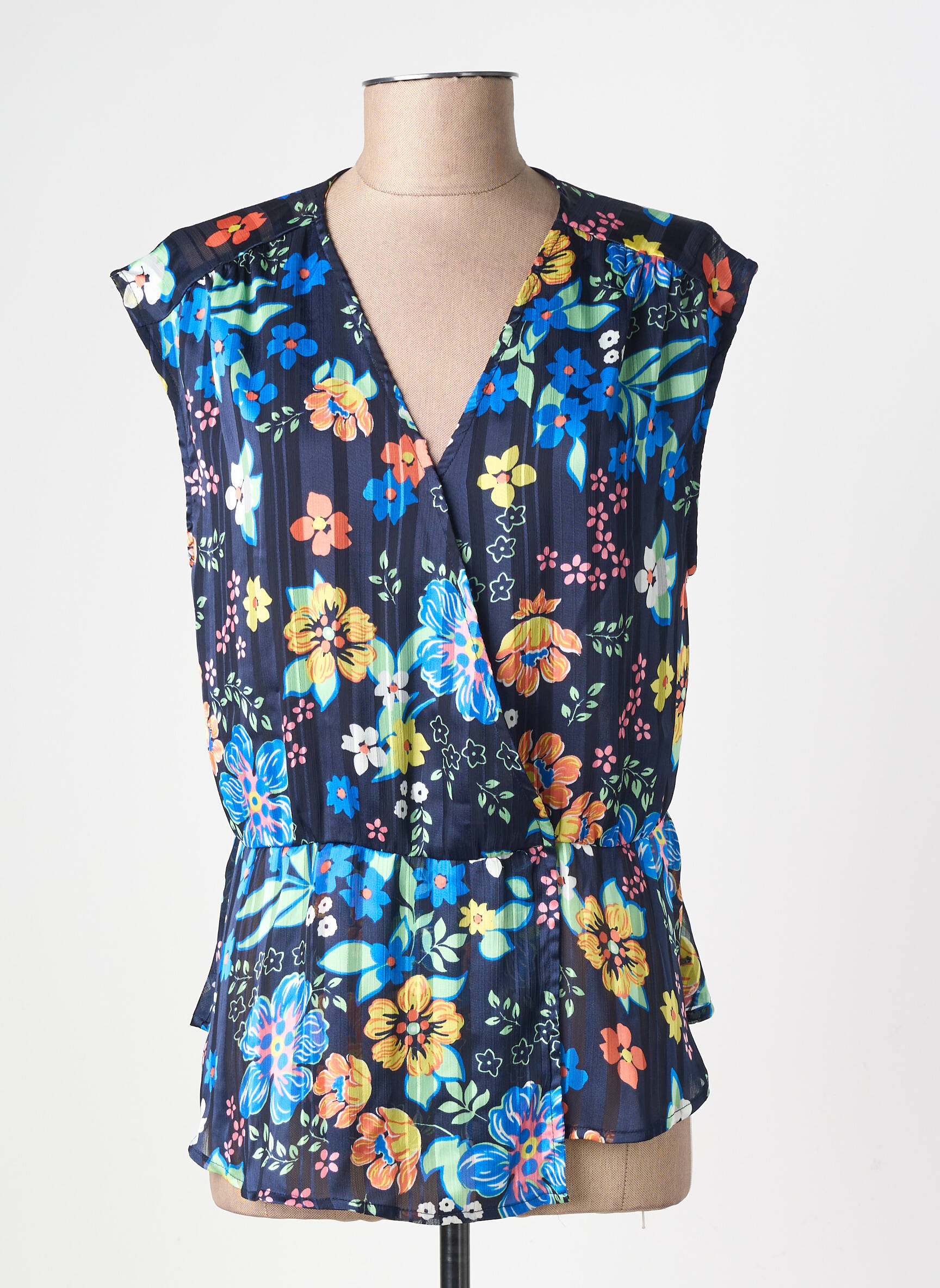 Blouse légère et transparente manches courtes bleu PEPE JEANS femme