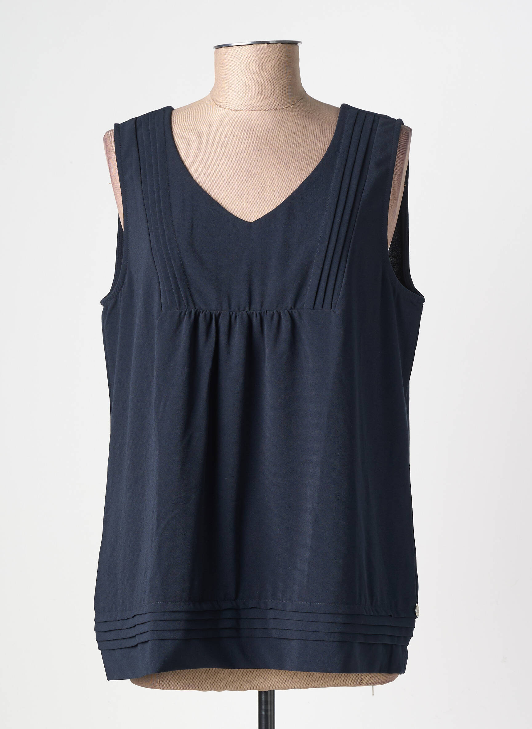 Top coupe fluide sans manche bleu TBS femme