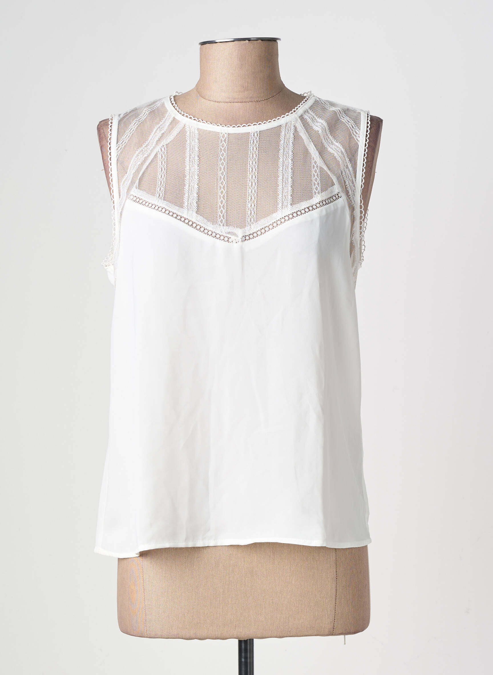 Top coupe fluide sans manche beige GRACE & MILA femme