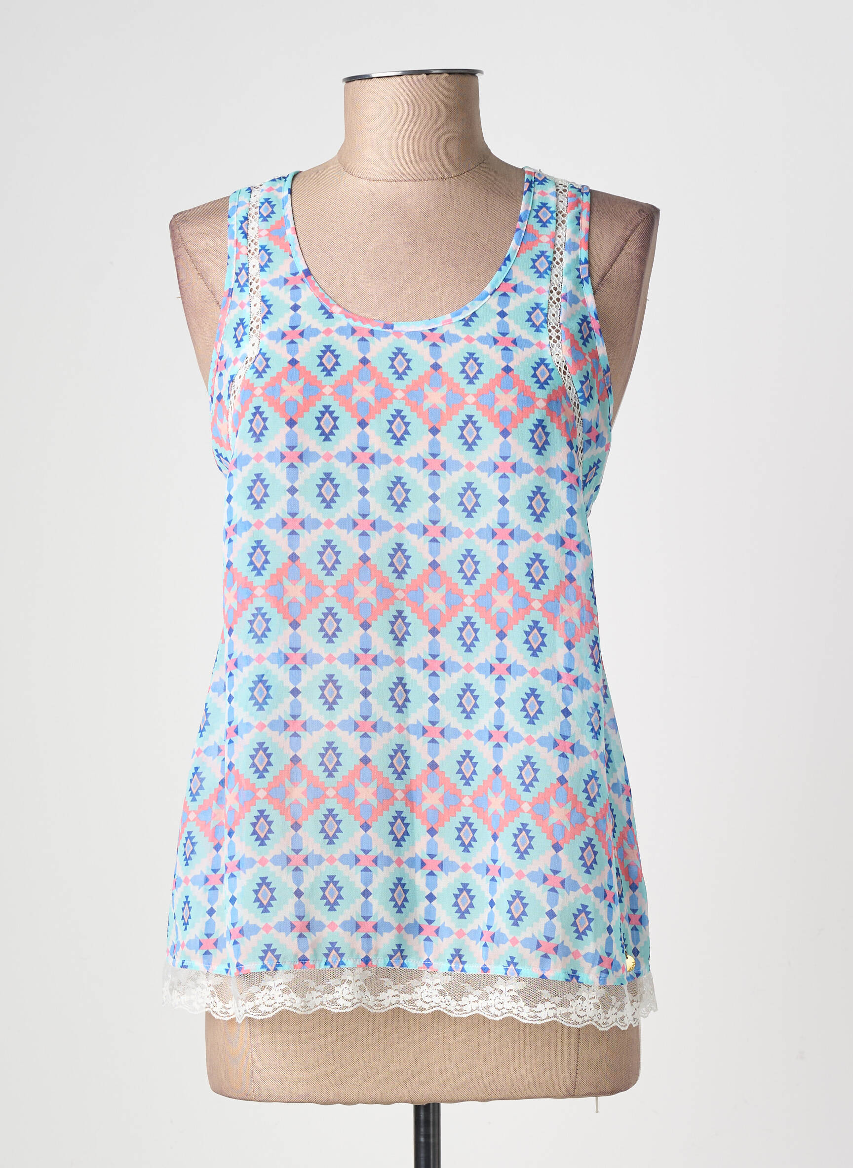 Top imprimé fantaisie sans manche bleu PEPE JEANS femme