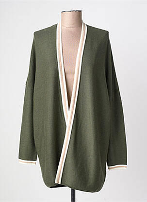 Gilet manches longues col v vert GRACE & MILA femme