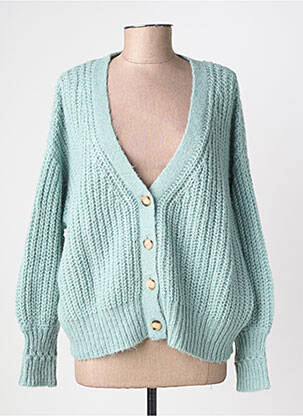Gilet manches longues resserrée sur le bas bleu GRACE & MILA femme