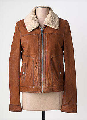 Veste en cuir poches marron OAKWOOD femme