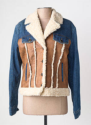 Veste en cuir poches bleu DESIGUAL femme
