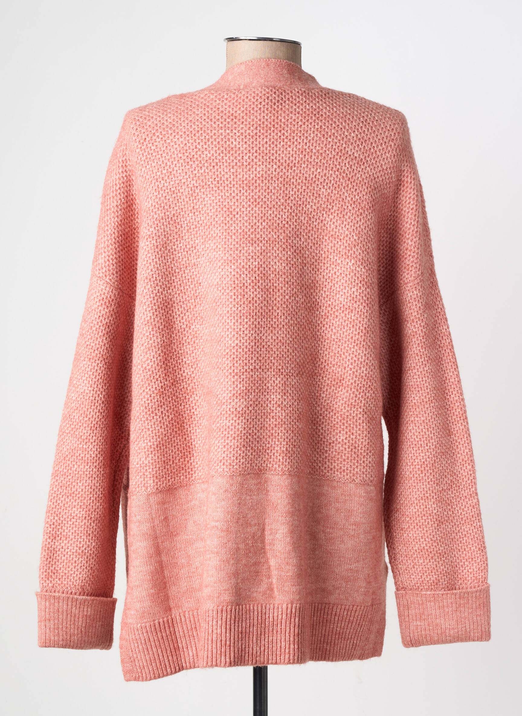 Gilet manches longues col v rose TBS femme
