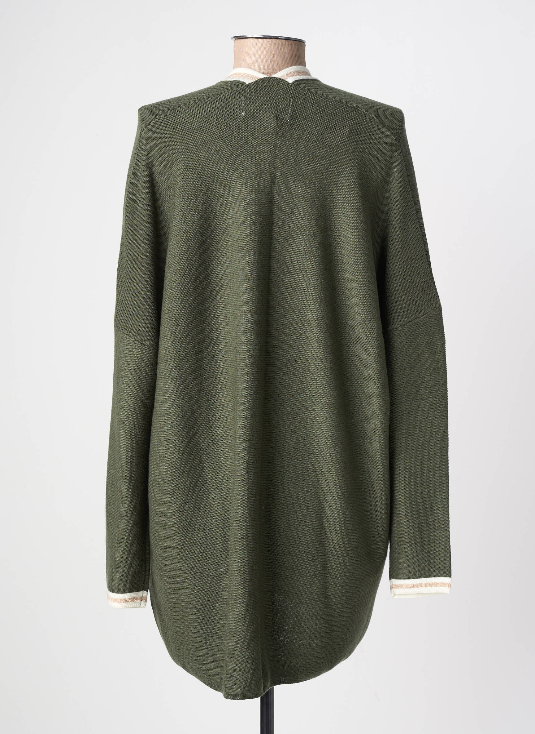 Gilet manches longues col v vert GRACE & MILA femme