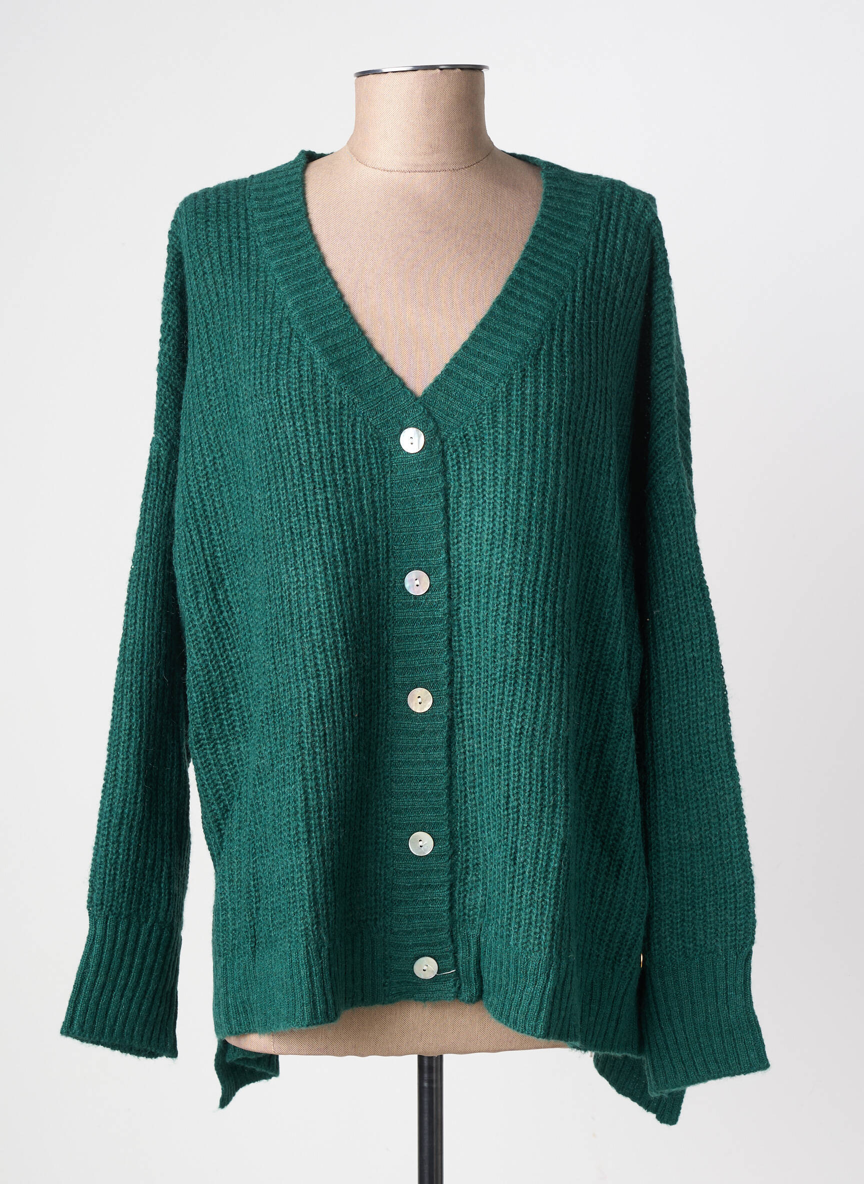 Gilet manches longues fermeture boutonnée sur le devant vert LES TROPEZIENNES PAR M.BELARBI femme