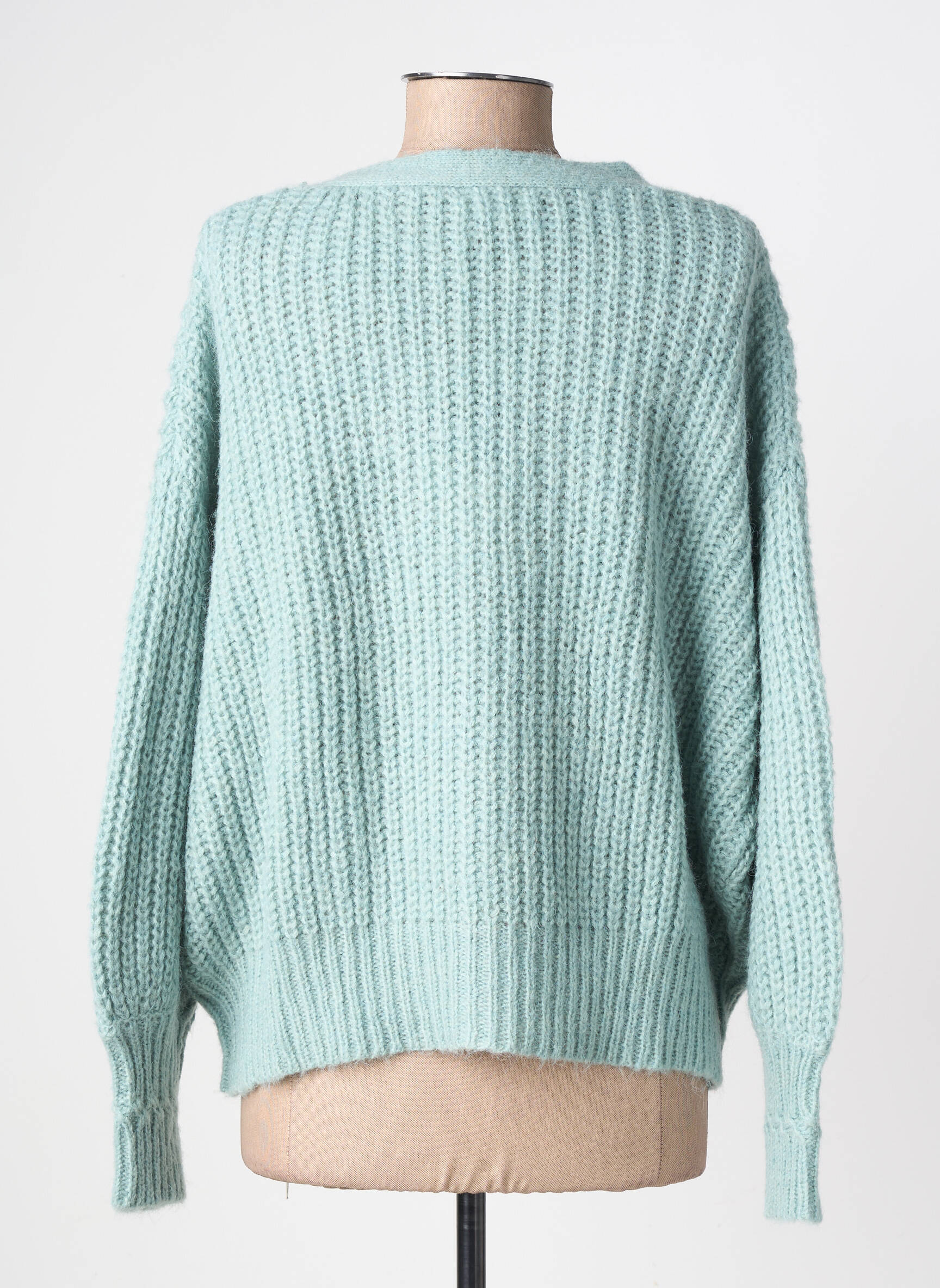 Gilet manches longues resserrée sur le bas bleu GRACE & MILA femme