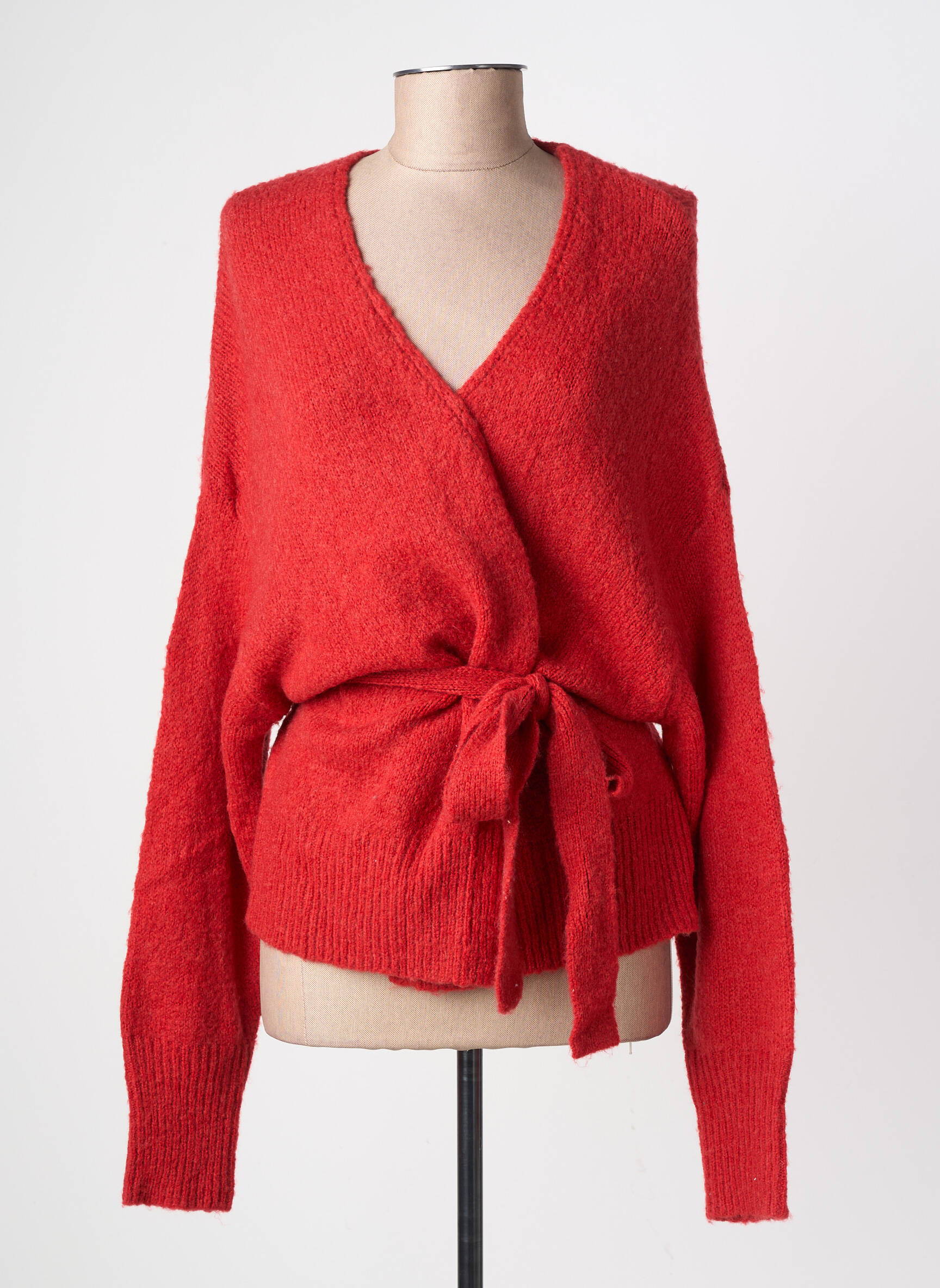 Gilet manches longues coupe cintrée rouge GRACE & MILA femme