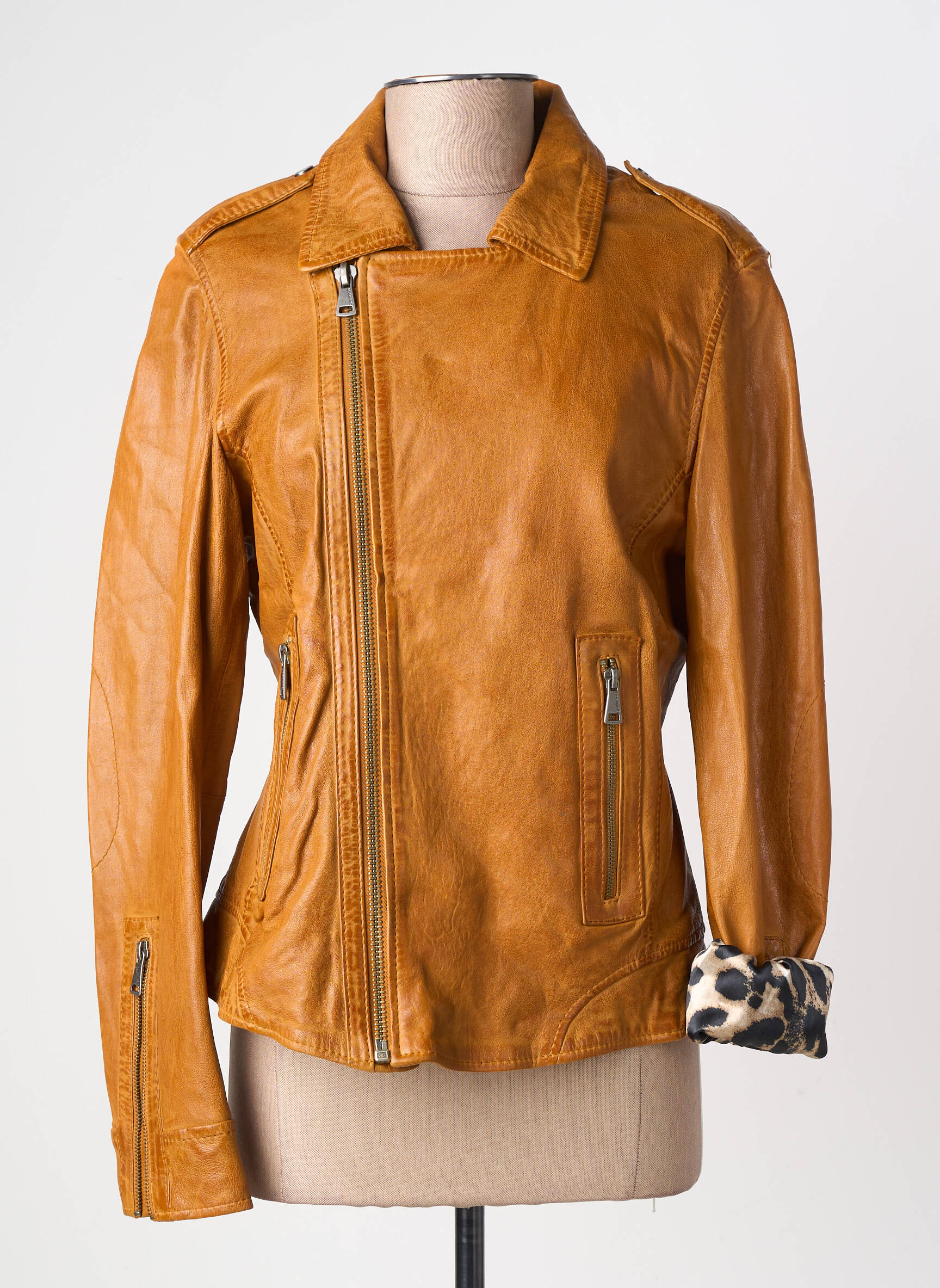 Veste en cuir poches marron OAKWOOD femme