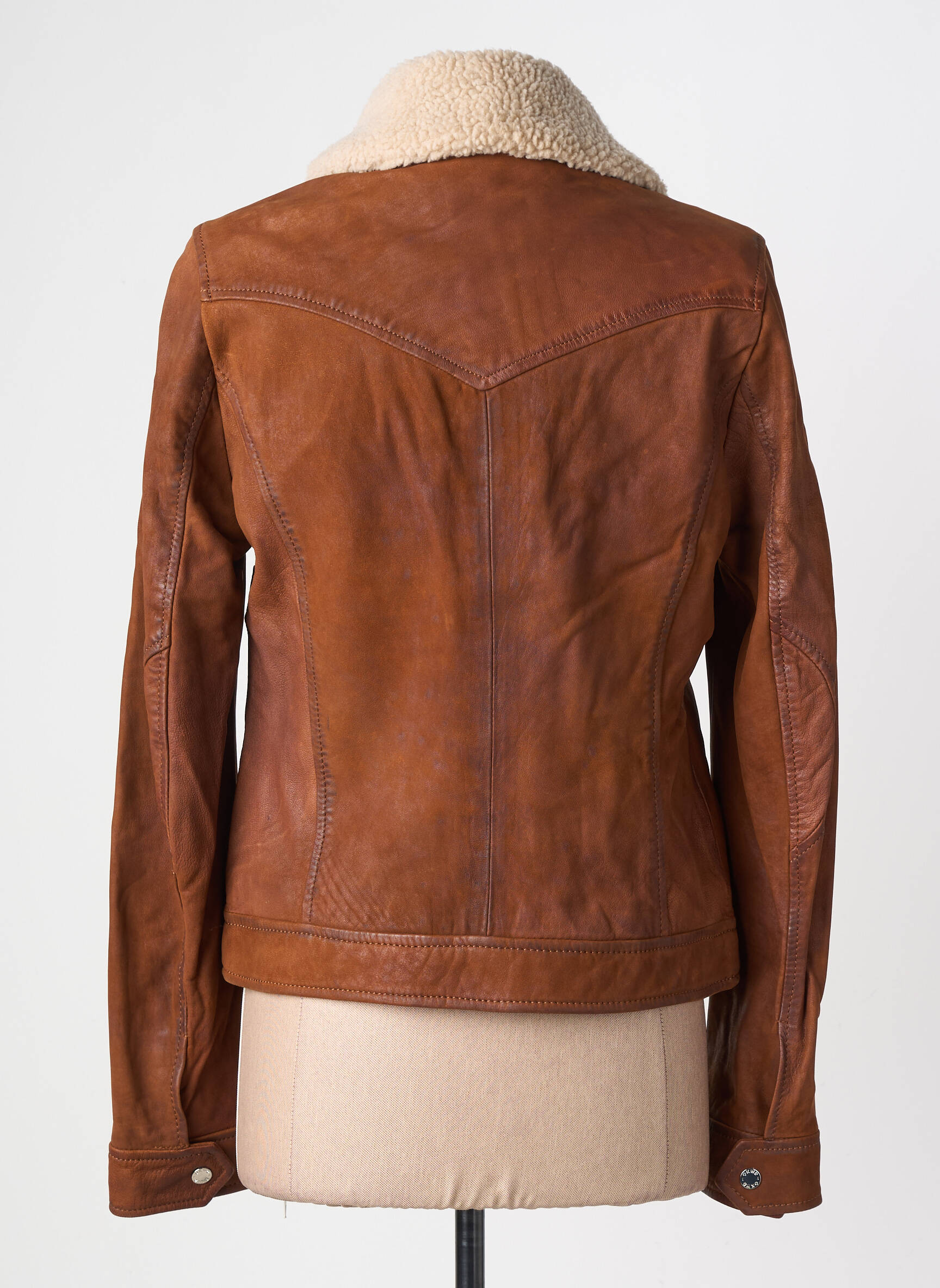 Veste en cuir poches marron OAKWOOD femme