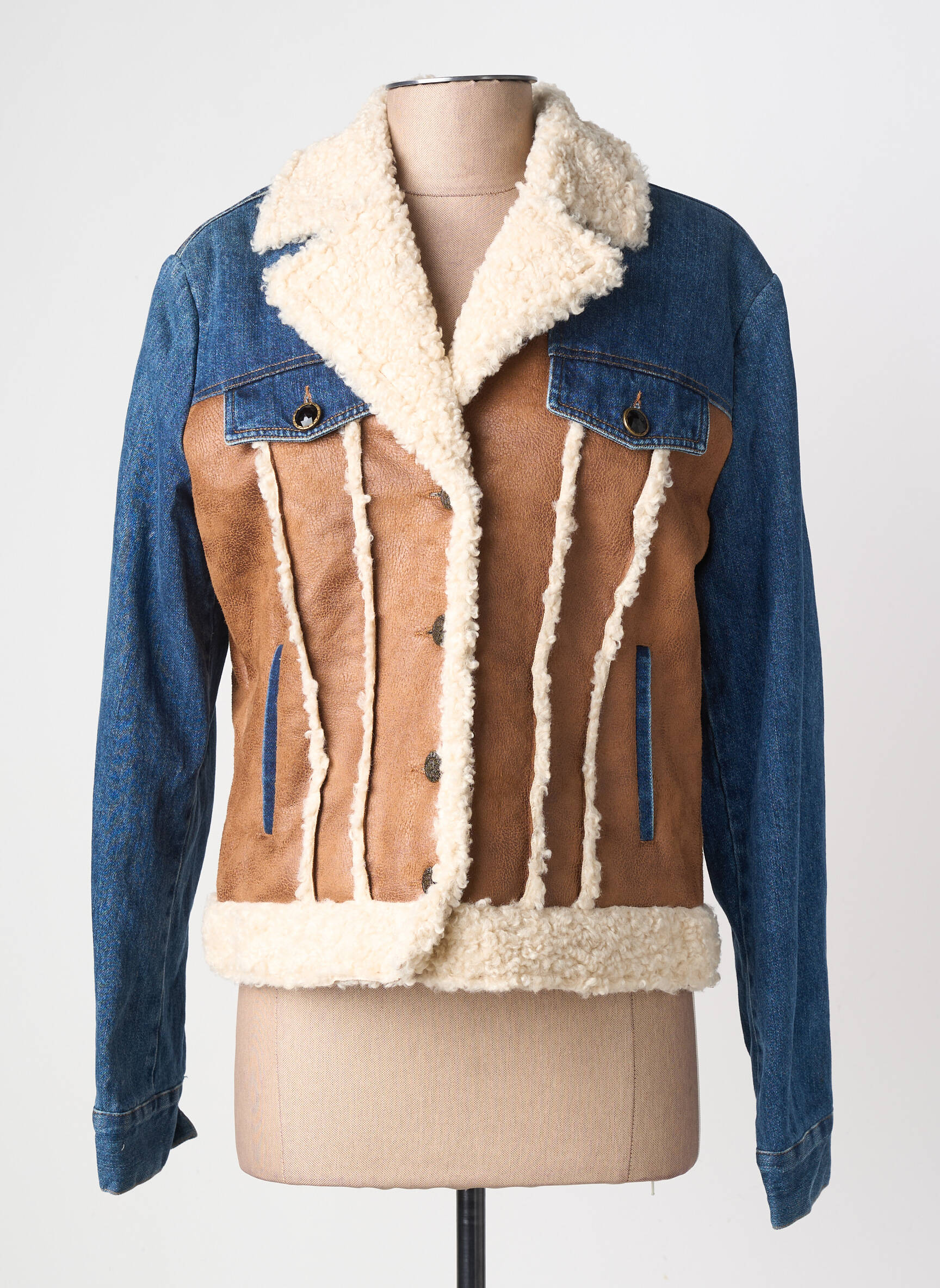 Veste en cuir poches bleu DESIGUAL femme