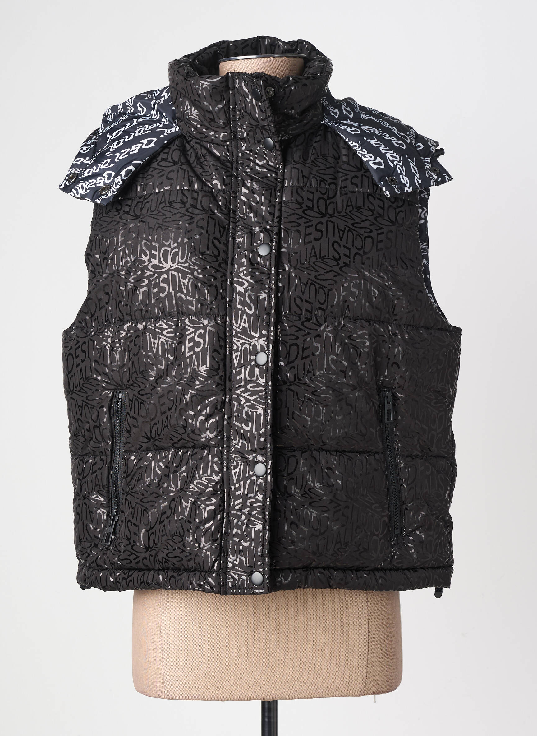 Doudoune poches a capuche noir DESIGUAL femme