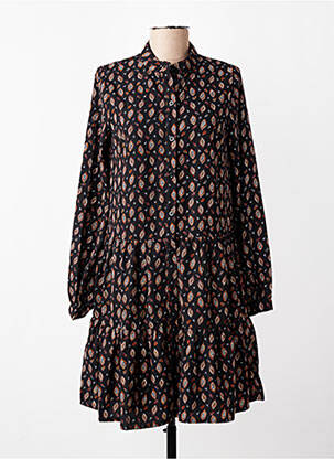 Robe mi-longue imprimé fantaisie manches longues noir MOLLY BRACKEN femme