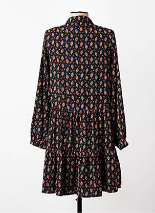 Robe mi-longue imprimé fantaisie manches longues noir MOLLY BRACKEN femme