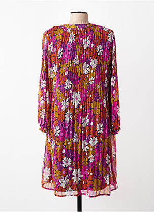 Robe mi-longue imprimé fleurs manches longues violet LA PETITE ETOILE femme