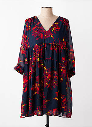 Robe courte manches longues manches longues bleu GRACE & MILA femme