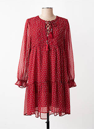 Robe mi-longue imprimé fantaisie manches longues rouge PEPE JEANS femme