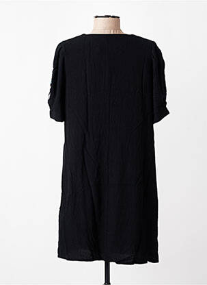 Robe mi-longue imprimé fleurs manches courtes noir DESIGUAL femme