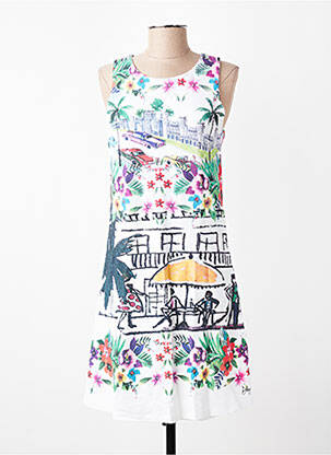 Robe mi-longue sans manche sans manche blanc DESIGUAL femme
