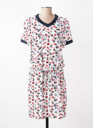 Robe mi-longue imprimé fantaisie manches courtes blanc ESPRIT DE LA MER femme