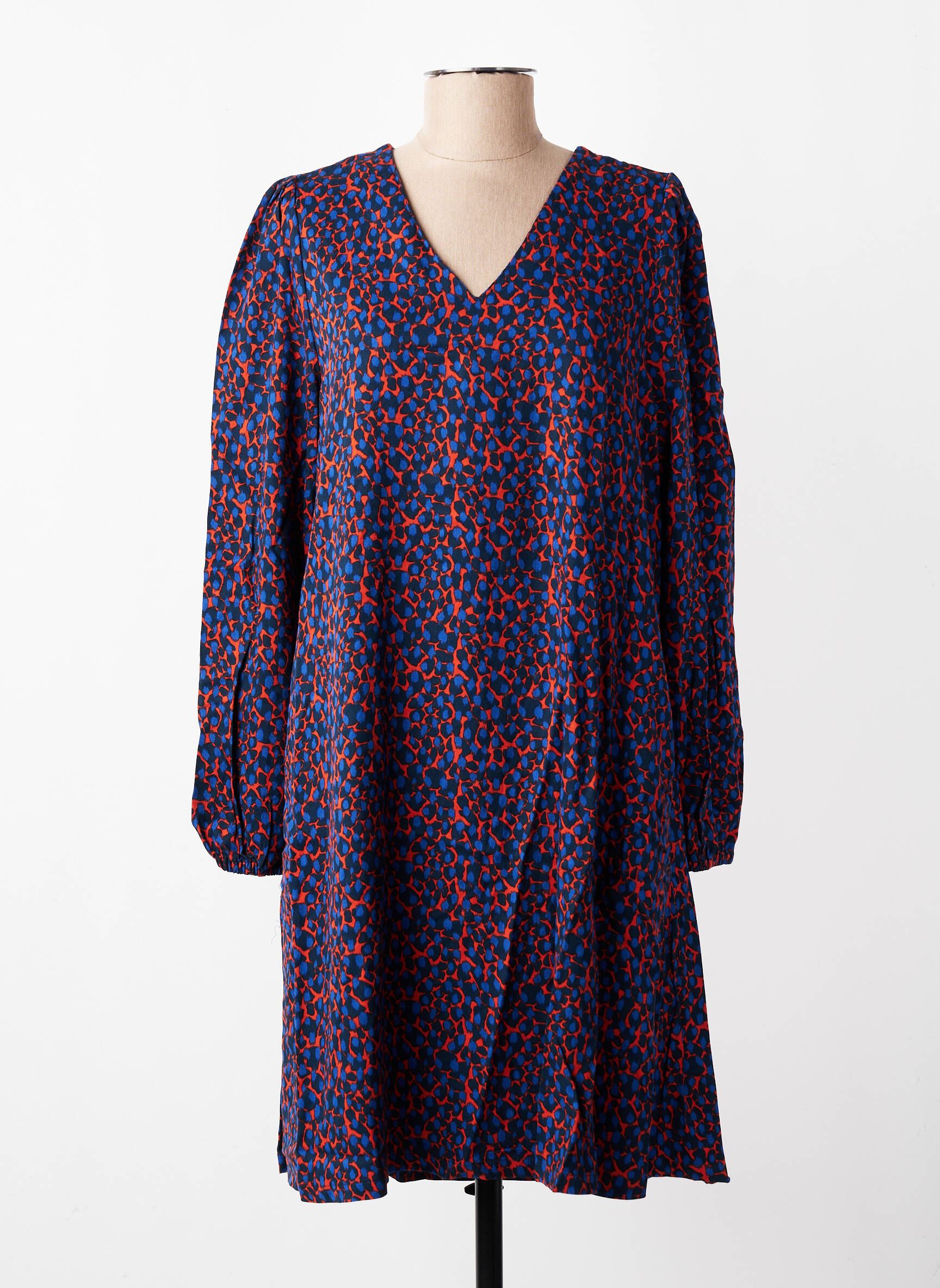 Robe mi-longue imprimé fantaisie manches longues bleu ESPRIT DE LA MER femme