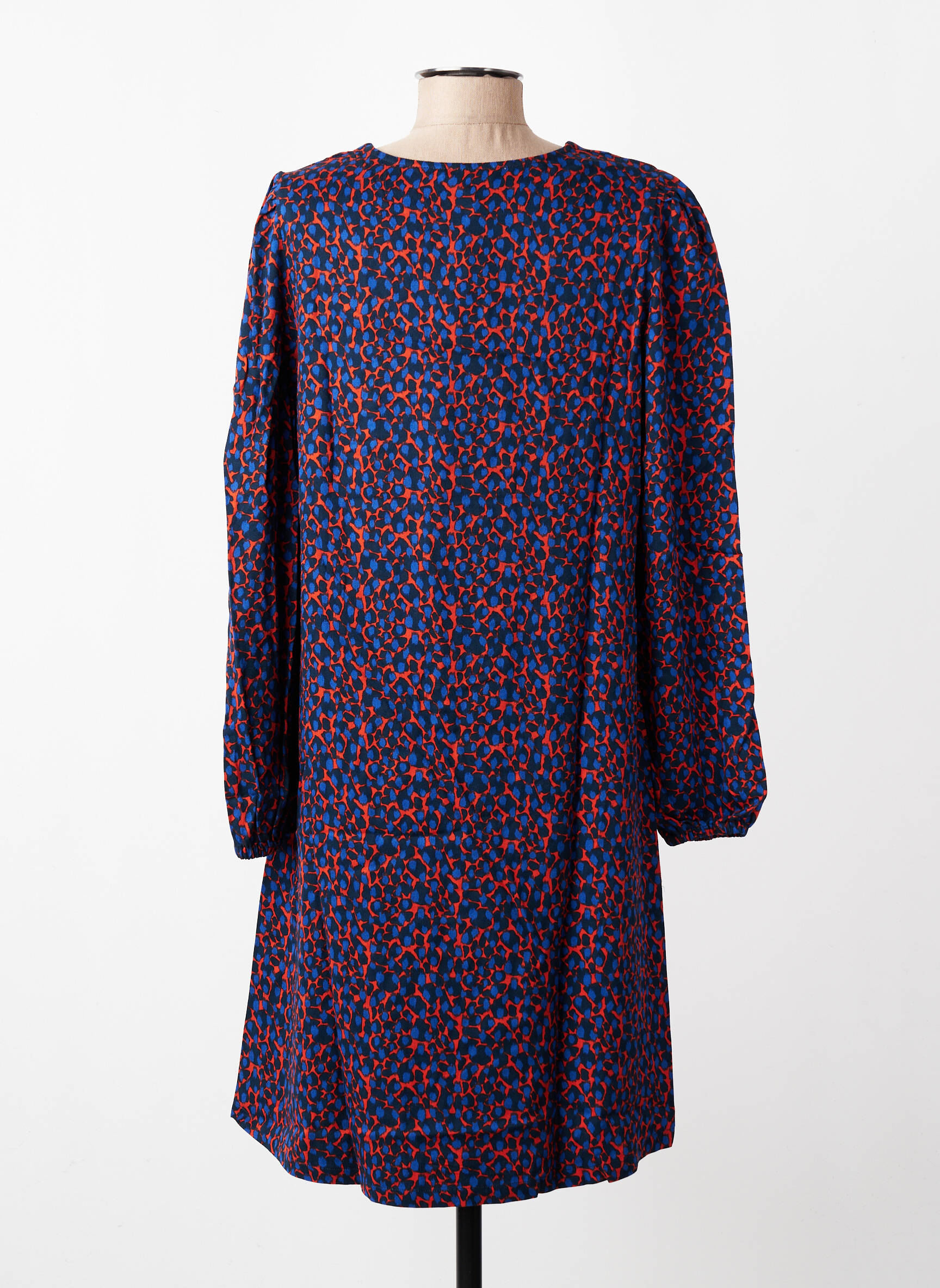 Robe mi-longue imprimé fantaisie manches longues bleu ESPRIT DE LA MER femme