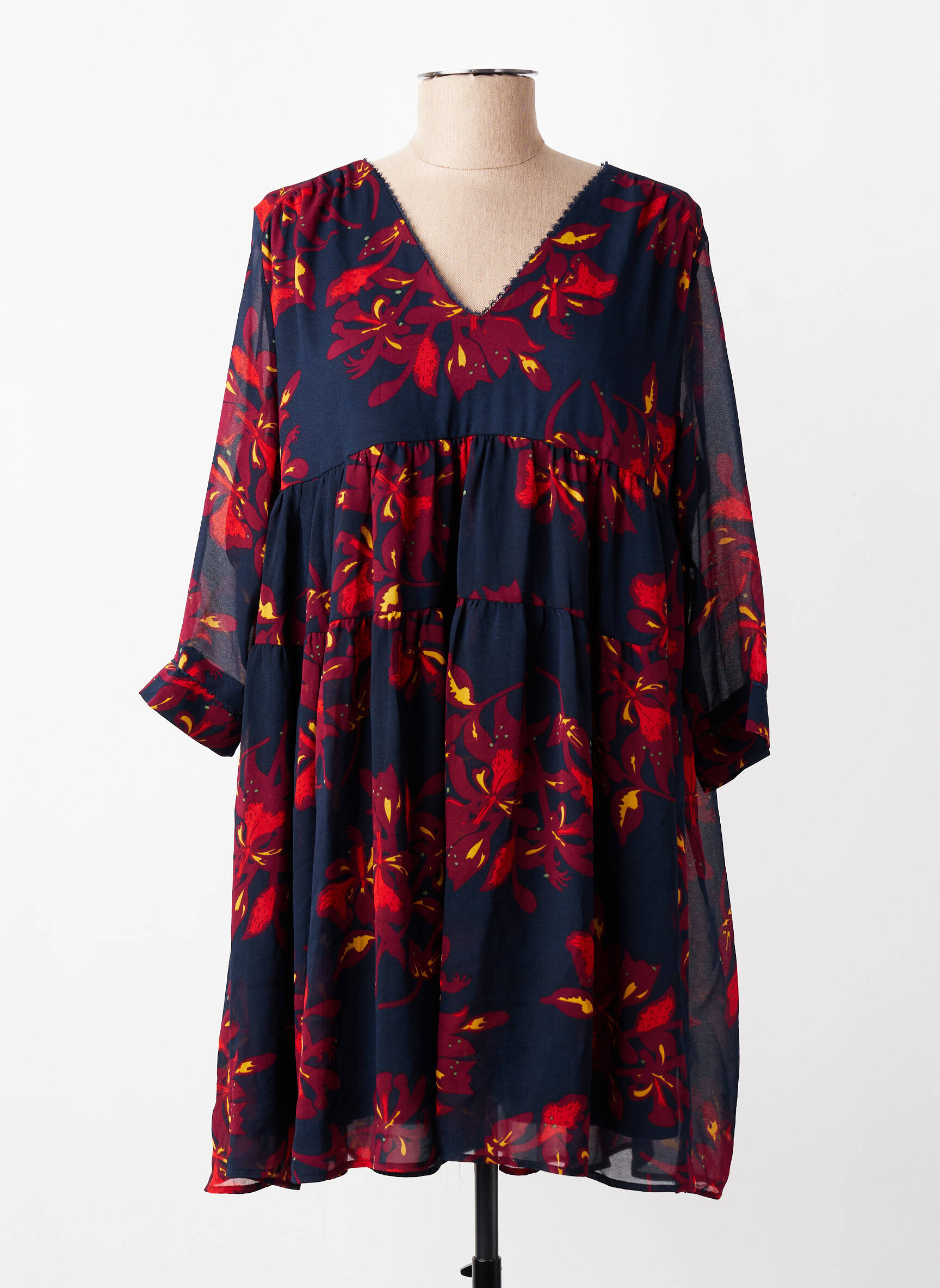 Robe courte manches longues manches longues bleu GRACE & MILA femme