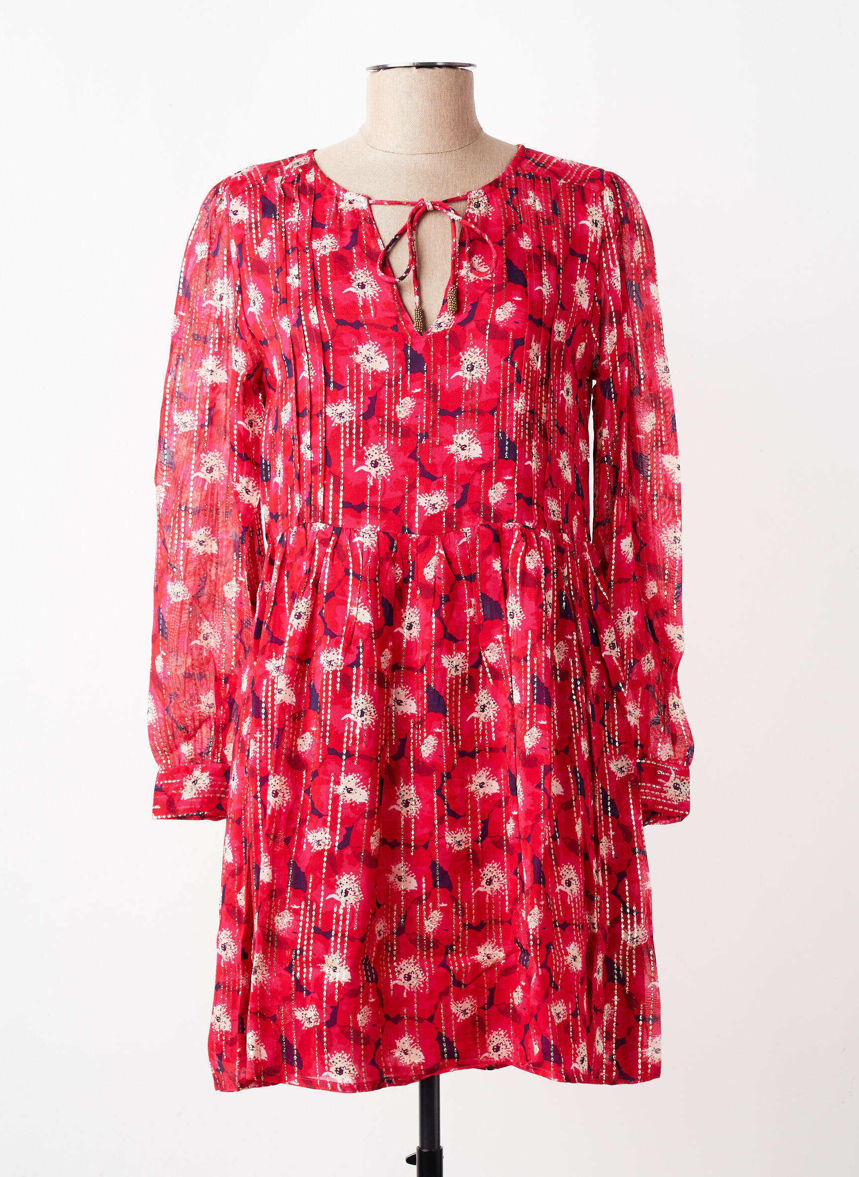 Robe courte manches longues manches longues rouge LA PETITE ETOILE femme