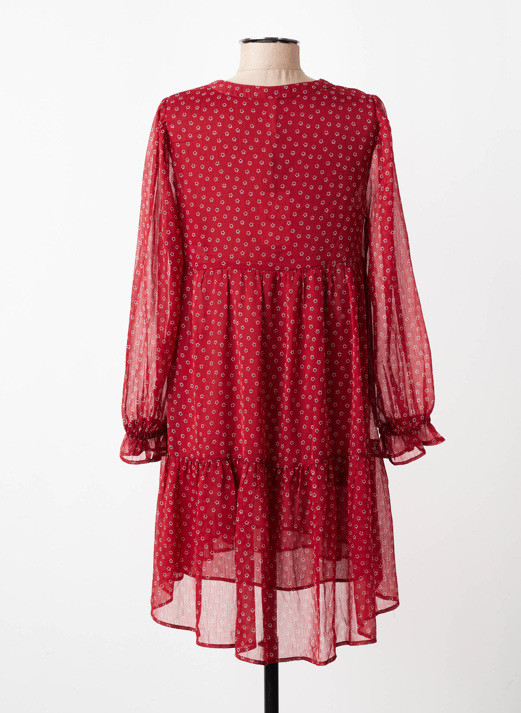 Robe mi-longue imprimé fantaisie manches longues rouge PEPE JEANS femme