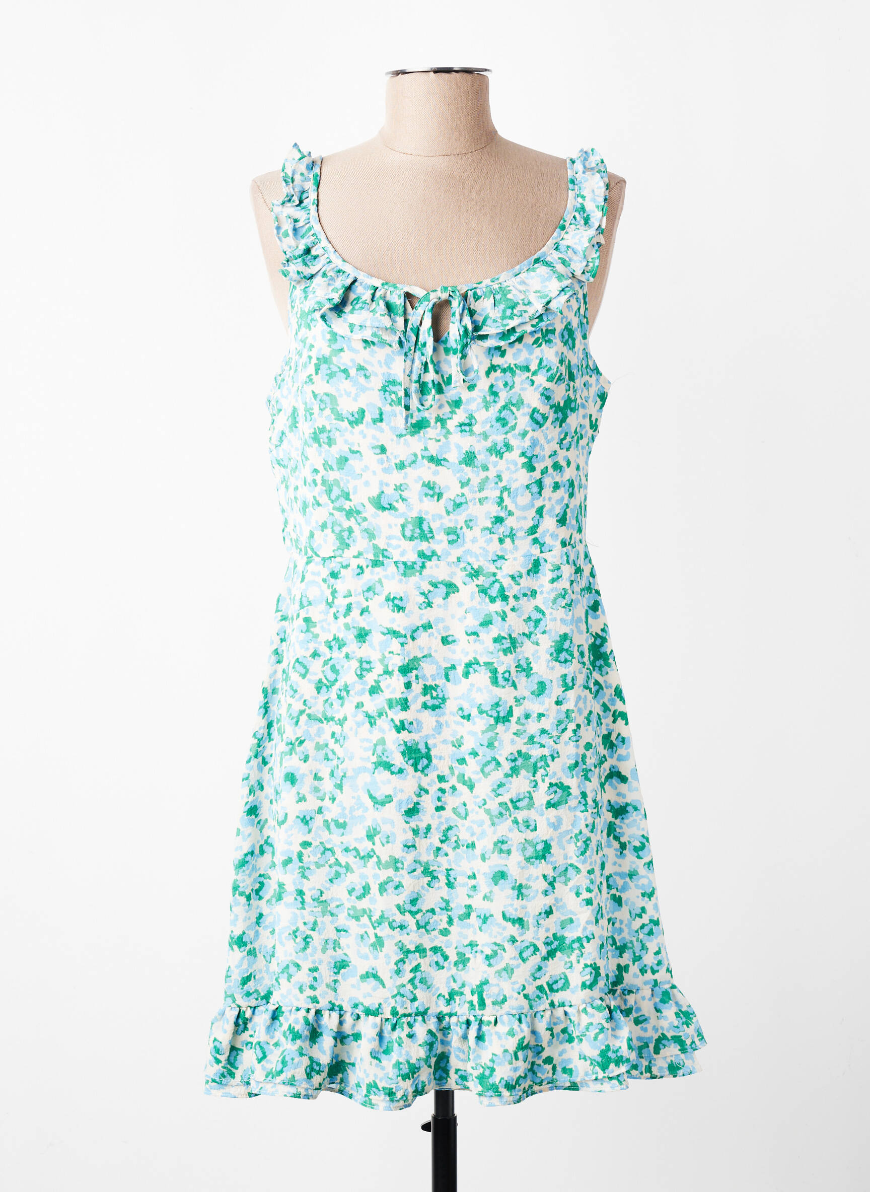 Robe mi-longue imprimé fantaisie fines bretelles vert MOLLY BRACKEN femme