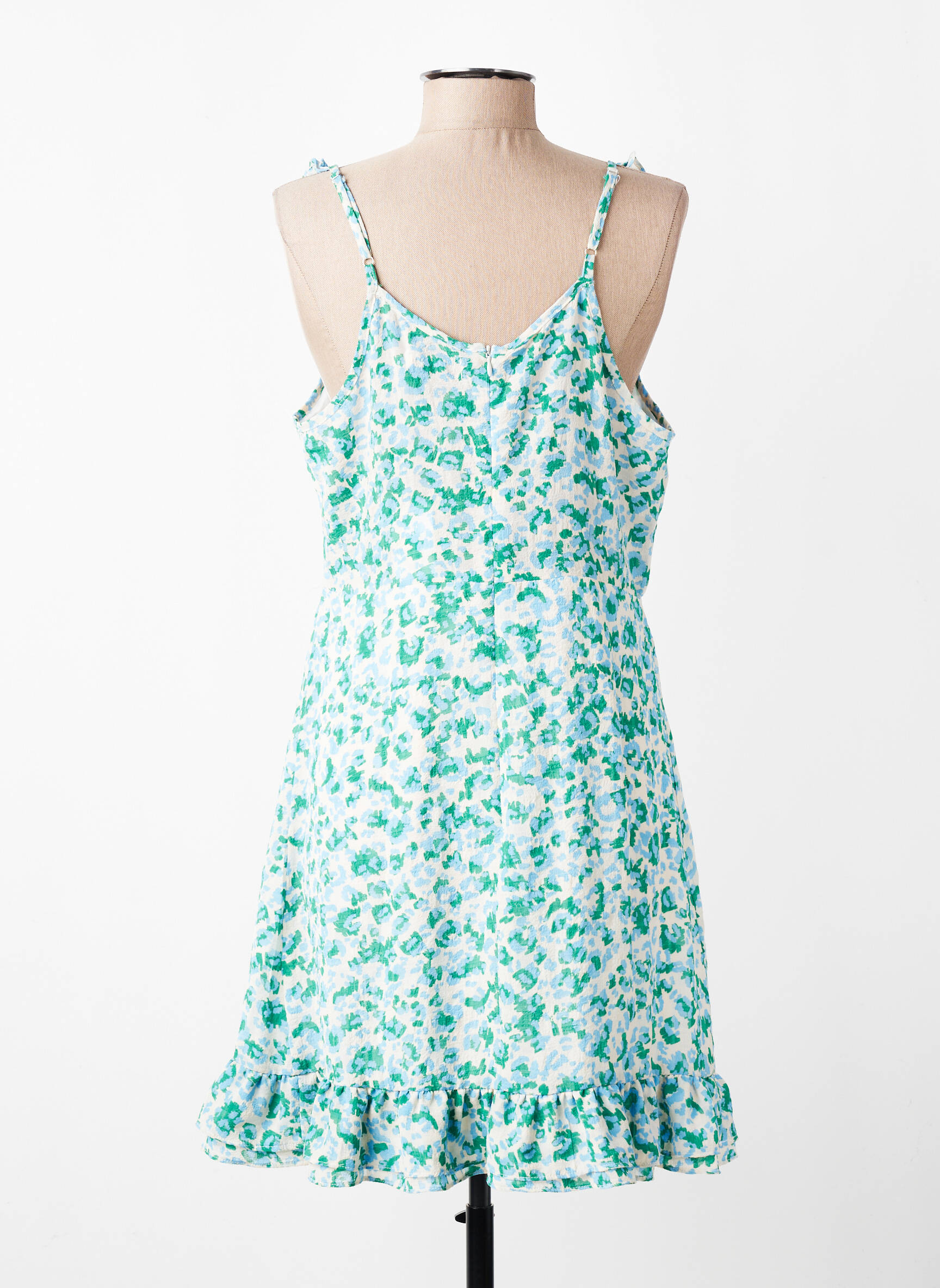 Robe mi-longue imprimé fantaisie fines bretelles vert MOLLY BRACKEN femme