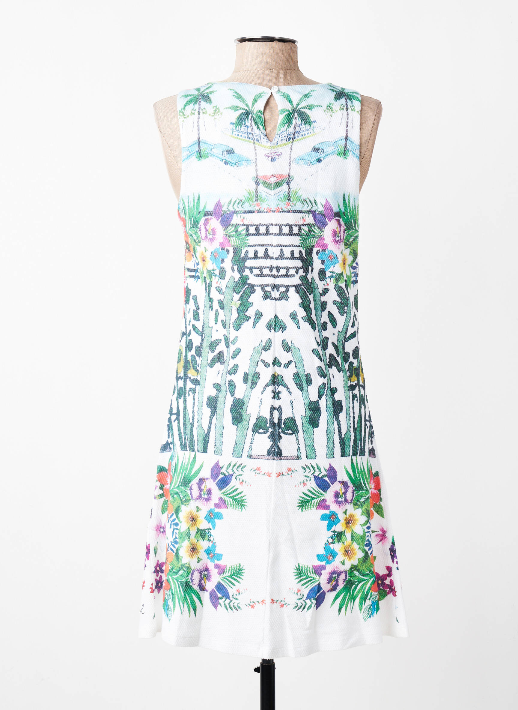 Robe mi-longue sans manche sans manche blanc DESIGUAL femme