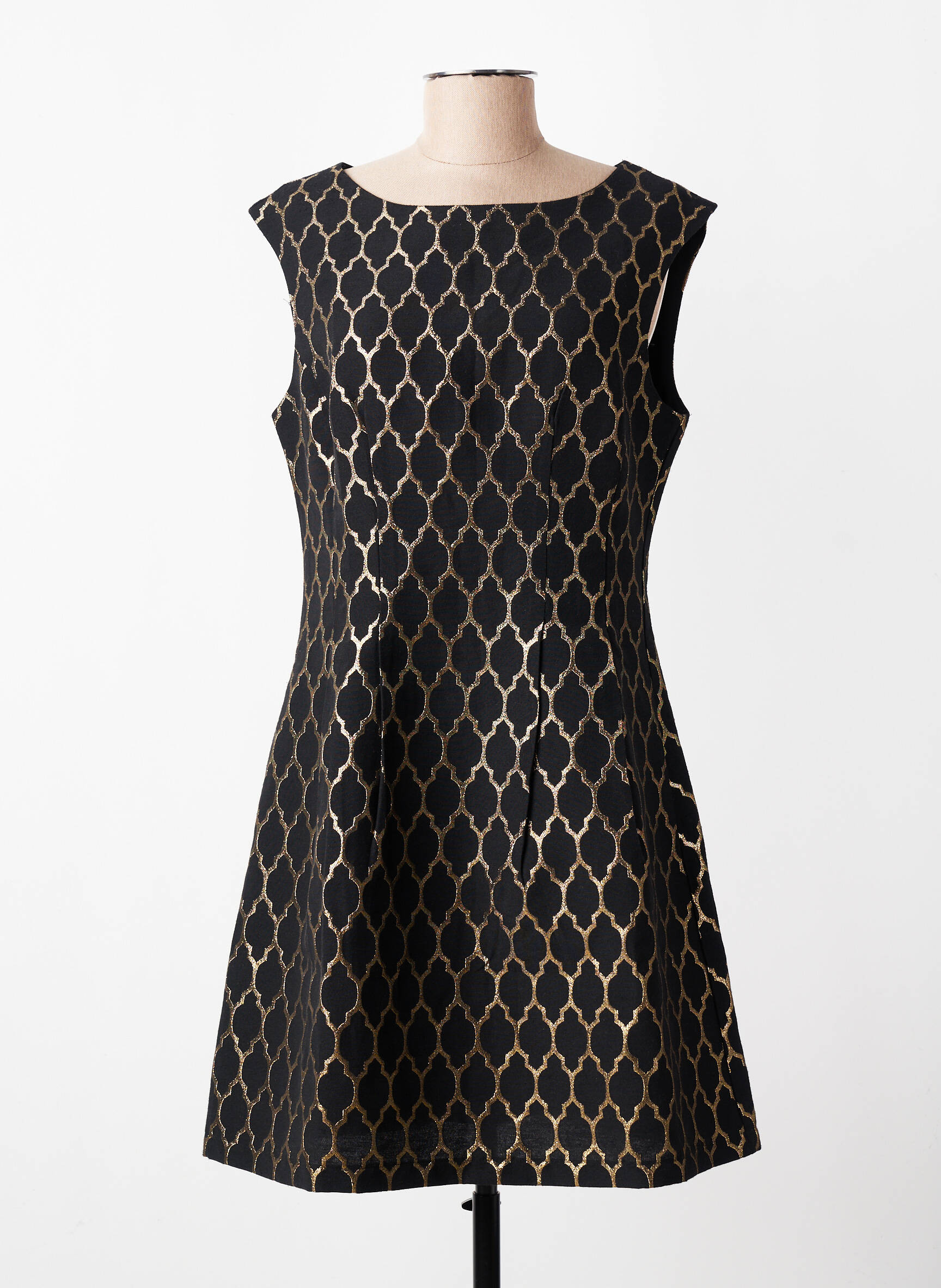 Robe courte fermeture zippée au dos manches courtes noir MOLLY BRACKEN femme