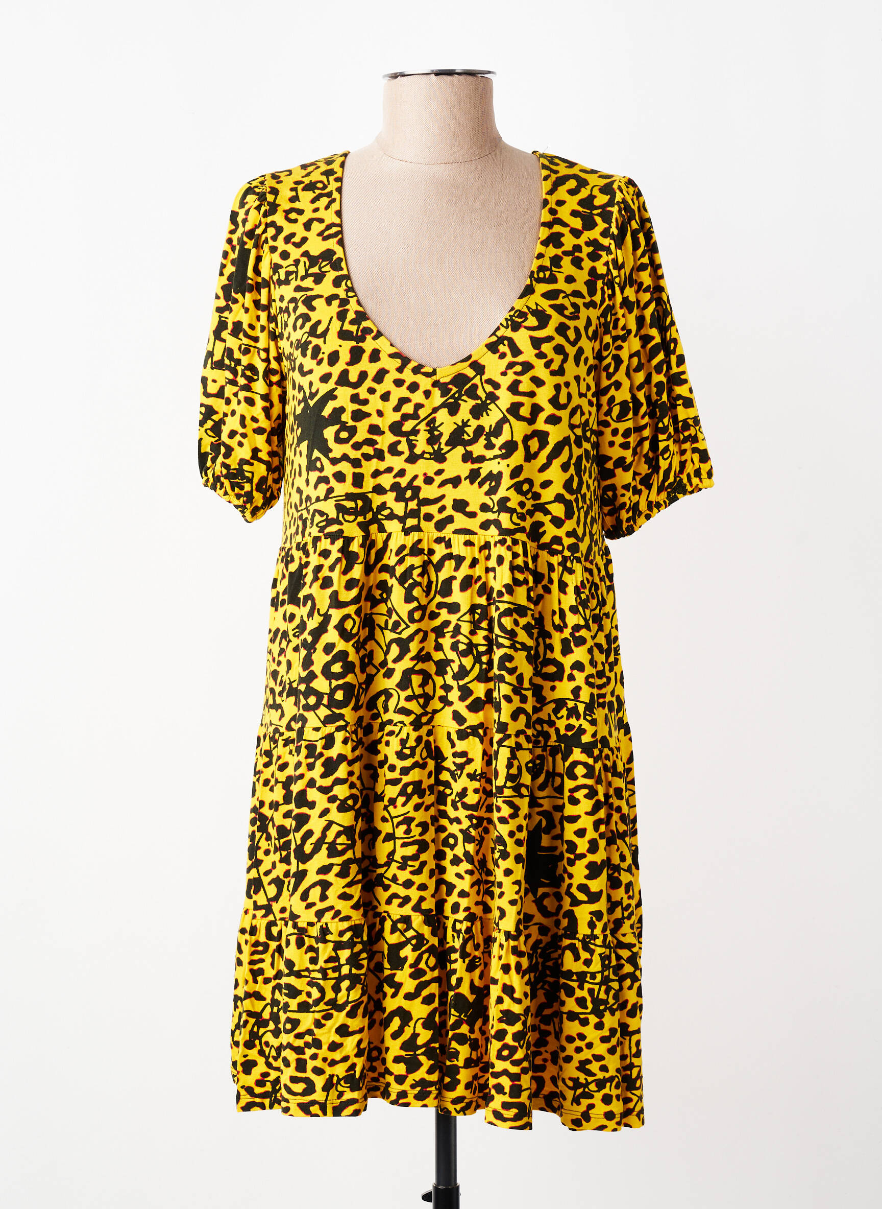 Robe courte manches courtes manches courtes jaune DESIGUAL femme