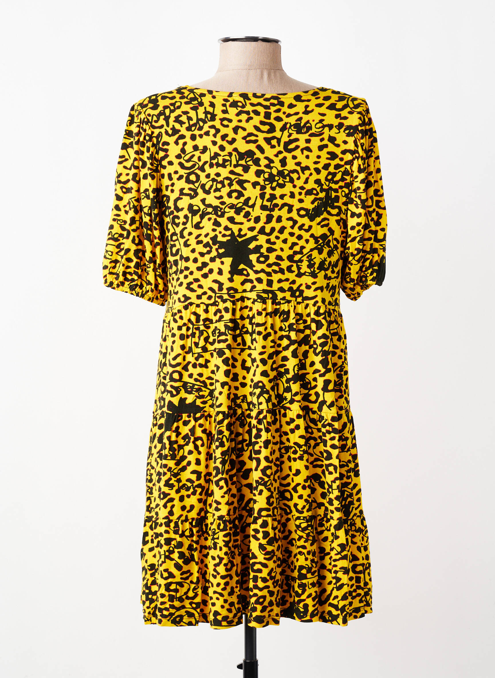 Robe courte manches courtes manches courtes jaune DESIGUAL femme
