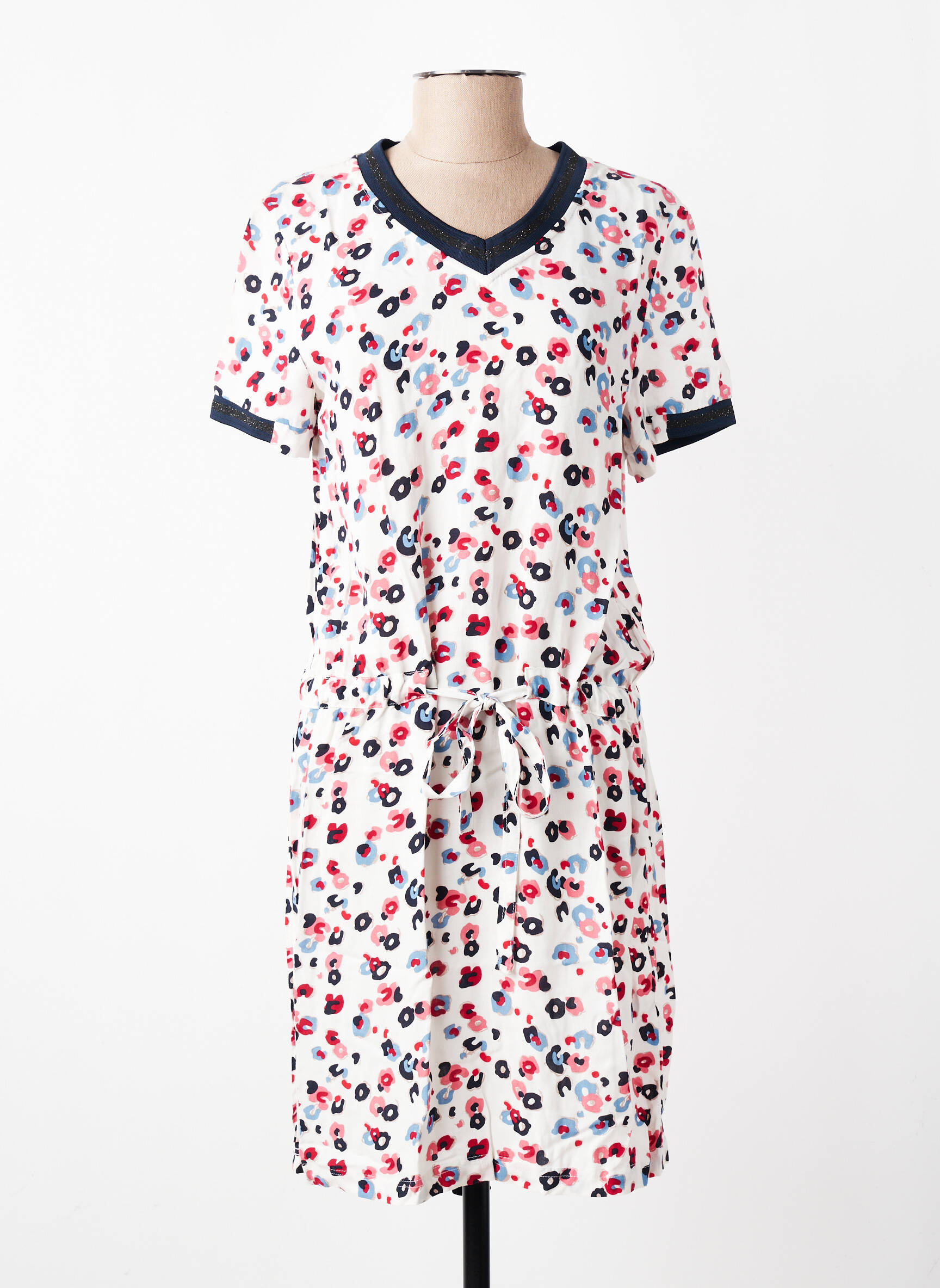 Robe mi-longue imprimé fantaisie manches courtes blanc ESPRIT DE LA MER femme