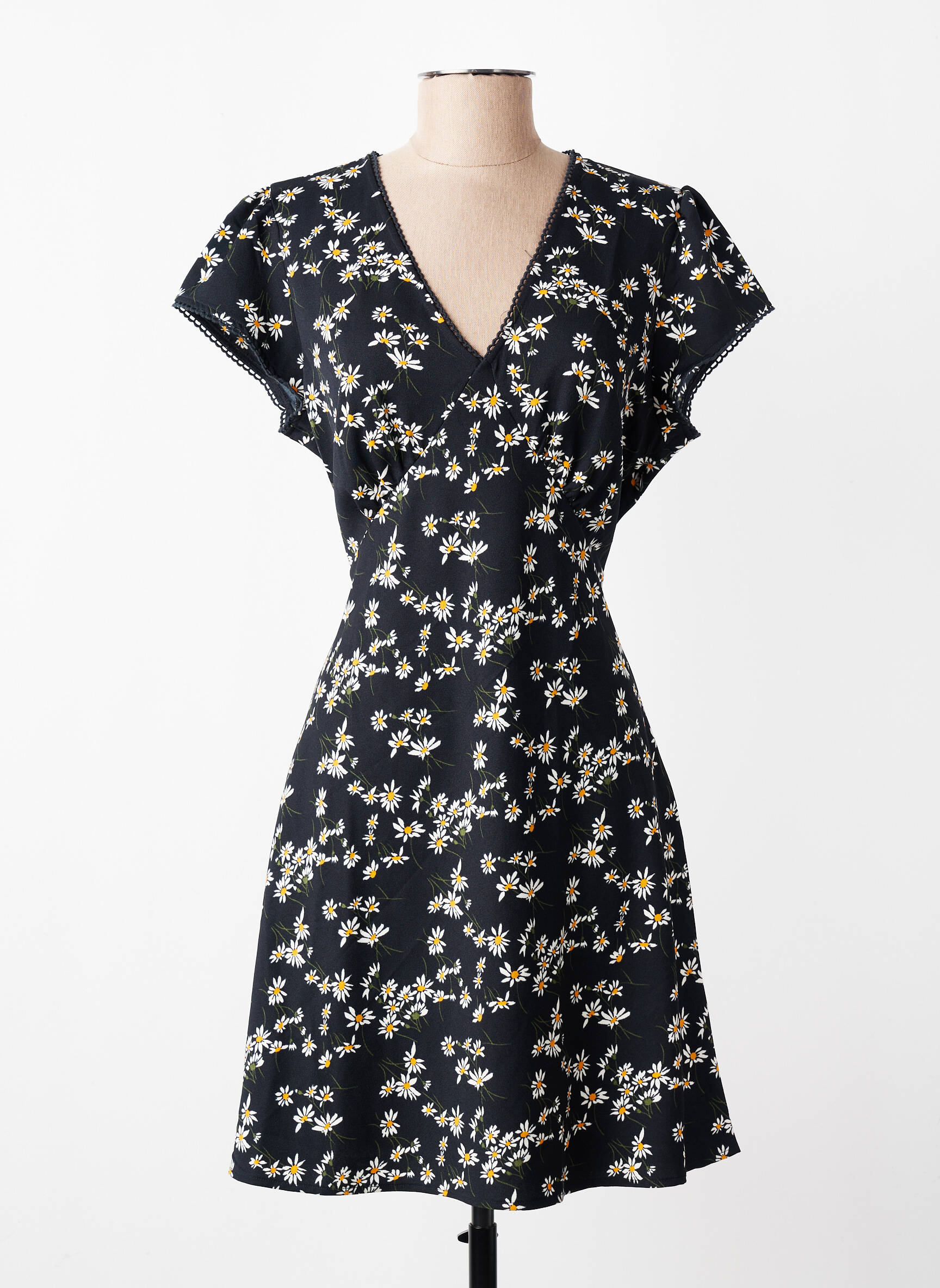 Robe mi-longue imprimé fantaisie manches courtes noir LEVI'S femme