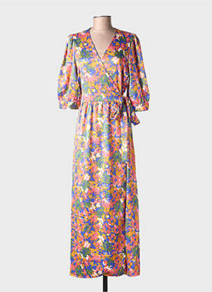 Robe longue imprimé fantaisie manches courtes rose LA PETITE ETOILE femme