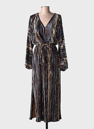 Robe longue imprimé fantaisie manches longues noir RUE MAZARINE femme