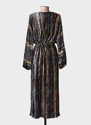 Robe longue imprimé fantaisie manches longues noir RUE MAZARINE femme