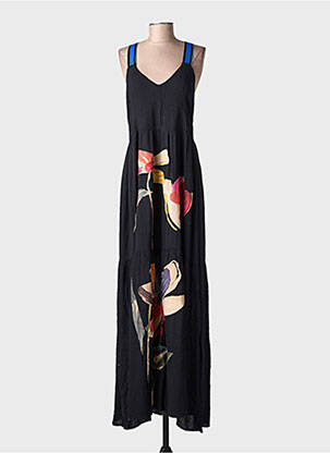 Robe longue imprimé fantaisie sans manche noir DESIGUAL femme
