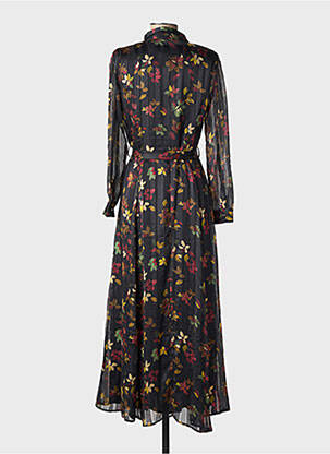 Robe longue imprimé fantaisie manches longues noir LA PETITE ETOILE femme