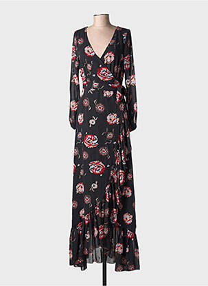 Robe longue imprimé fantaisie manches longues noir LPB LES PETITES BOMBES  femme